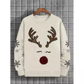 Рождественская толстовка для мужчин, футболка-пуловер с длинными рукавами и принтом в виде оленя, повседневная свободная толстовка с капюшоном, мужская одежда, топ S