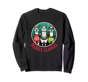 Рождественская толстовка Merry Llamas Santa Hat Alpaka