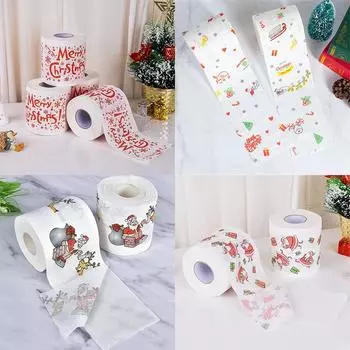Рождественская туалетная бумага Natale Claus Reindeer Noel Navidad, новогодние подарки на 2021 год, 22 м/рулон, украшения Санта-Клауса для дома 0.1x22m