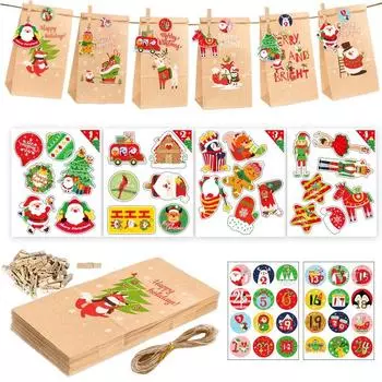 Рождественская упаковка бумажные пакеты подарочные бирки с завязками рождественский декор печатные бумажные этикетки для открыток рождественские украшения упаковочные материалы 24cm