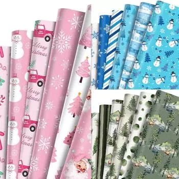 Рождественская упаковочная бумага Веселые рождественские украшения для дома 2024 Рождественская упаковочная бумага для подарков Навидад Натал Подарки на Новый год 2025