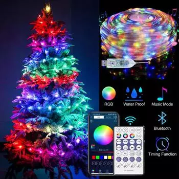 Рождественская USB-лента, гирлянда, рождественская елка, световые украшения, рождественский декор для дома 2023, Navidad Kerst, новогодний подарок 2024 5M RGB light