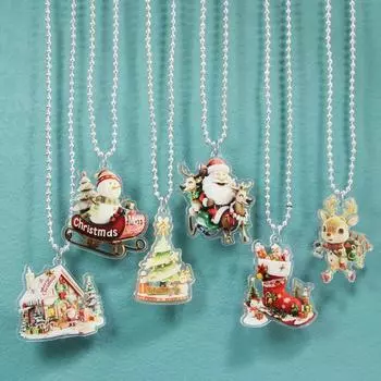 Рождественская вечеринка ключица украшение акриловый рождественский чулок снеговик кулон рождественский элемент ожерелье 1
