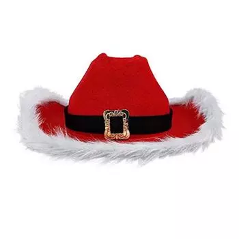 Рождественская вечеринка Красная ковбойская шляпа с белой пушистой каймой Вестерн Карнавал Санта