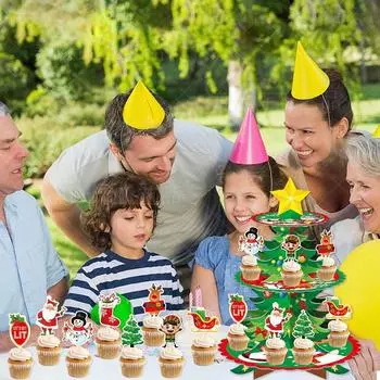 Рождественская вечеринка многослойный противень для торта Рождественская елка подставка для торта Рождественский фестиваль подставка для торта украшения реквизит для создания атмосферы вечеринки 1pcs