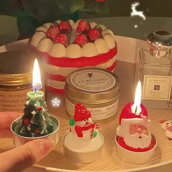 Рождественская вечеринка со свечами Снеговик Санта-Клаус Рождественская елка Мультфильм Свеча Поделки Украшения стола Новогодний подарок Домашний декор