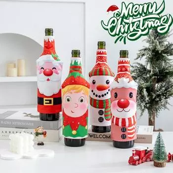 Рождественская винная бутылка 2025 года с креативным Санта-Клаусом и бутылкой снеговика для праздничной вечеринки и украшения стола на Рождество