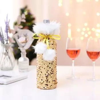 Рождественская винная бутылка Чехол блестящие винные бутылки сумки для рождественской вечеринки украшения стола для ужина рождественский подарок