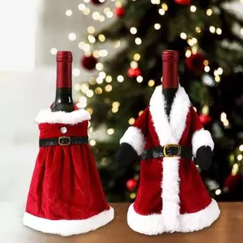 Рождественская винная бутылка, чехол, бутылка красного вина, юбка, одежда с поясом, аксессуары для вина ручной работы, праздничное украшение для дома