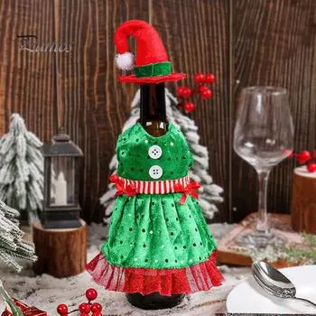 Рождественская винная бутылка, одежда для бутылок красного вина с шапкой Санты, рождественские украшения для дома на праздники, декор кухонного стола Men A