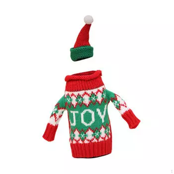 Рождественская винная бутылка, украшение для стола, милый вязаный свитер для JOY