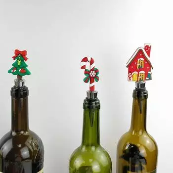 Рождественская винная пробка для бутылки Санта-Клауса, снеговика, рождественской елки, винная пробка, бутылка для пива и напитков