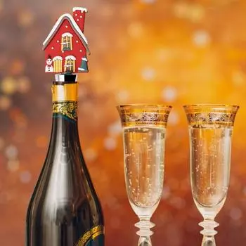 Рождественская винная пробка Силиконовый герметик для бутылок Герметичная винная пробка Пробка для шампанского и напитков Рождественский винный аксессуар для любителей вина D
