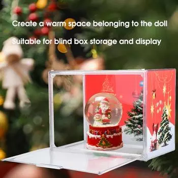 Рождественская витрина, акриловая прозрачная витрина, модель глухой коробки, витрина для хранения, рождественская подарочная витрина красный