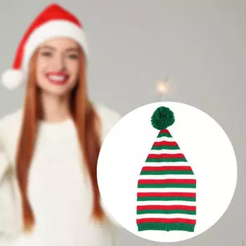 Рождественская вязаная шапка, теплая, крючком для косплея на День благодарения Red Green and White