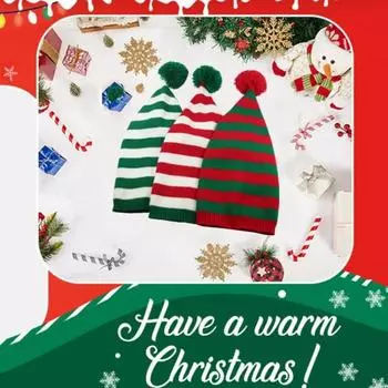 Рождественская вязаная шерстяная шапка Зимняя утепленная теплая шапка Длинная шапка с ворсом Ведьмина шляпа Женская шапка Рождественский подарок Украшение