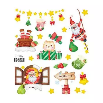 Рождественская временная наклейка для лица со вспышкой-татуировкой, детская милая мультяшная наклейка для макияжа лица, фестиваля, вечеринки, декоративная наклейка, румяна с милым лосем