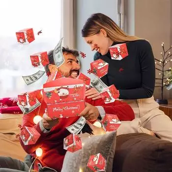 Рождественская взрывная подарочная коробка с наличными, роскошная подарочная коробка с сюрпризом, прыгающая коробка для подарков на рождественскую вечеринку
