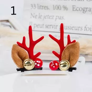 Рождественская заколка для волос Детская заколка для волос Рог оленя Двойной зажим Рождественский подарок Праздничные принадлежности Утка Зажим для стакана 1