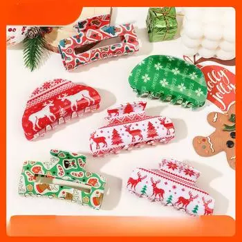 Рождественская заколка для волос Милая мультяшная напечатанная акриловая заколка-зажим для волос Акула-заколка Аксессуары для волос 1pc