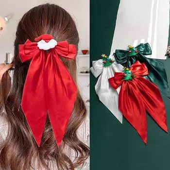 Рождественская заколка для волос с большим бантом, красная заколка, повязка на голову, женская заколка для волос на затылке, черный аксессуар для волос 07