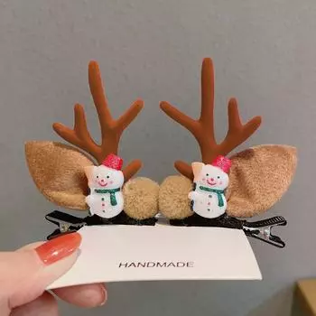 Рождественская заколка для волос с рогами, головной убор, милые аксессуары для волос коричневый