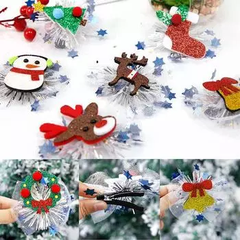 Рождественская заколка для волос Утконос Зажим для вечеринки Декор для волос Лось Снеговик Рождественский головной убор для детей 9.5*10cm