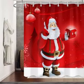 Рождественская занавеска для душа с Санта-Клаусом, водонепроницаемая, мягкая, прочная, для ежедневного использования, занавеска для душа для чистой праздничной ванной комнаты 180x180cm C