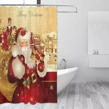 Рождественская занавеска для душа Санта-Клаус занавеска для душа с 12 крючками для ванной комнаты занавеска для душа One Size красный