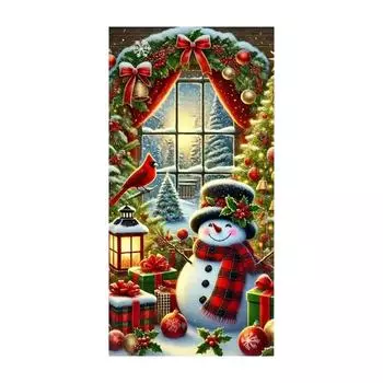 Рождественская занавеска для двери, рождественская фотофоновая ткань, подвесная ткань для создания атмосферы Нового года, 90 * 180 см One Size