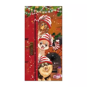 Рождественская занавеска на дверь, рождественская фоновая ткань Po, подвесная ткань для создания атмосферы Нового года, 90 * 180 см One Size