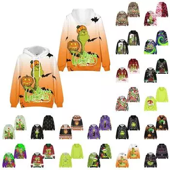 Рождественская зеленая 3D цифровая печать Повседневная толстовка с капюшоном Толстовка L армия зеленый