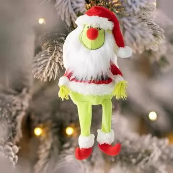 Рождественская зеленая кукла-эльф, съемная мягкая игрушка-кукла своими руками с 2 носами, безликая, с длинными ногами, для декора подоконника дома красный