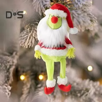 Рождественская зеленая кукла-эльф, съемная мягкая игрушка-кукла своими руками с 2 носами, безликая, с длинными ногами, для декора подоконника дома красный