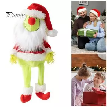 Рождественская зеленая кукла-эльф, съемная мягкая игрушка-кукла своими руками с 2 носами, безликая, с длинными ногами, для декора подоконника дома красный