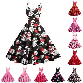 Рождественская женская повседневная модная юбка с цветочным принтом в стиле панк-ретро с открытыми плечами L чёрный