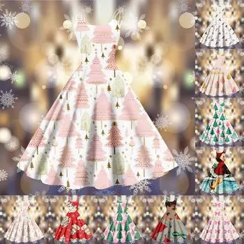 Рождественская женская повседневная модная юбка с цветочным принтом в стиле панк-ретро с открытыми плечами S