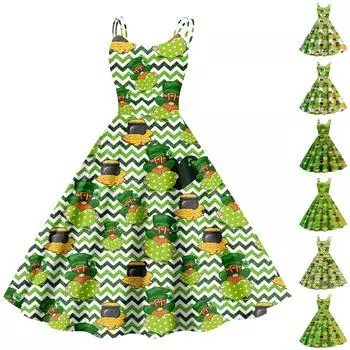 Рождественская женская повседневная модная юбка с цветочным принтом в стиле панк-ретро с открытыми плечами L армия зеленый