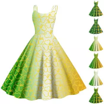 Рождественская женская повседневная модная юбка с цветочным принтом в стиле панк-ретро с открытыми плечами L армия зеленый