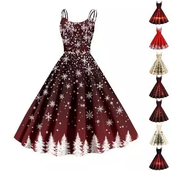 Рождественская женская повседневная модная юбка с цветочным принтом в стиле панк-ретро с открытыми плечами L киноварь