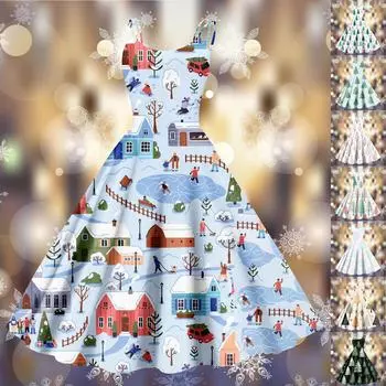 Рождественская женская повседневная модная юбка с цветочным принтом в стиле панк-ретро с открытыми плечами M