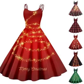 Рождественская женская повседневная модная юбка с цветочным принтом в стиле панк-ретро с открытыми плечами M