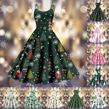 Рождественская женская повседневная модная юбка с цветочным принтом в стиле панк-ретро с открытыми плечами XXL