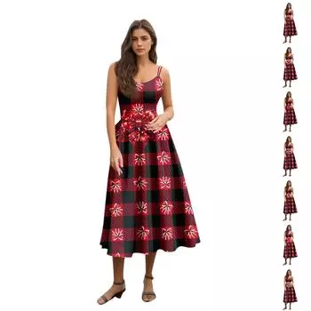 Рождественская женская повседневная модная юбка с цветочным принтом в стиле панк-ретро с открытыми плечами L розовый