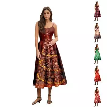 Рождественская женская повседневная модная юбка с цветочным принтом в стиле панк-ретро с открытыми плечами L зелёный