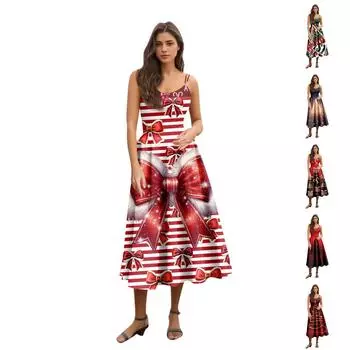 Рождественская женская повседневная модная юбка с цветочным принтом в стиле панк-ретро с открытыми плечами L красный