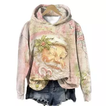 Рождественская женская толстовка с длинным рукавом, свободный пуловер, рождественская толстовка, топы S