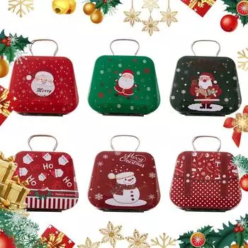 Рождественская жестяная коробка металлические рождественские банки для печенья многоразовые для рождественского украшения E