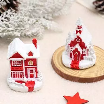 Рождественская Зимняя Деревенская Фигурка Дом Миниатюрная Смола Пряничный Дом Украшение Настольная Статуэтка A