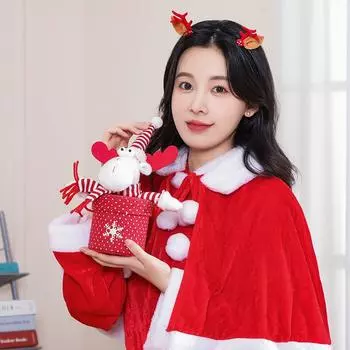 Рождественская Зимняя Красная Бархатная Накидка Плащ Новогодняя Рождественская Женская Девичья Шаль Костюмы для Косплея Платье Украшения One size